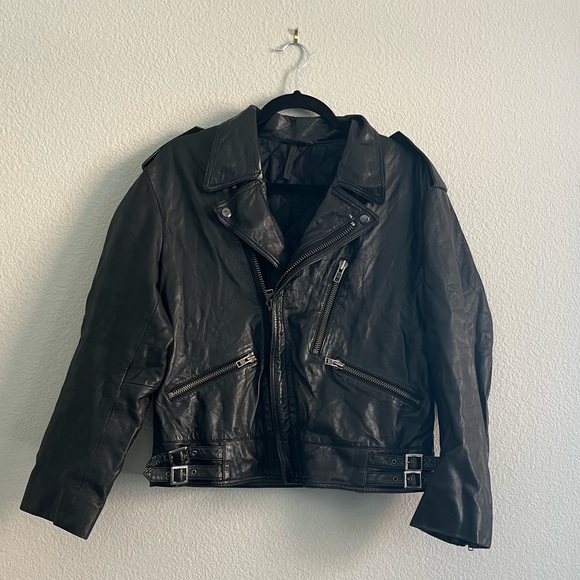 Topshop Boutique Genuine Leather Moto Jacket Size 2 - Picture 1 of 6